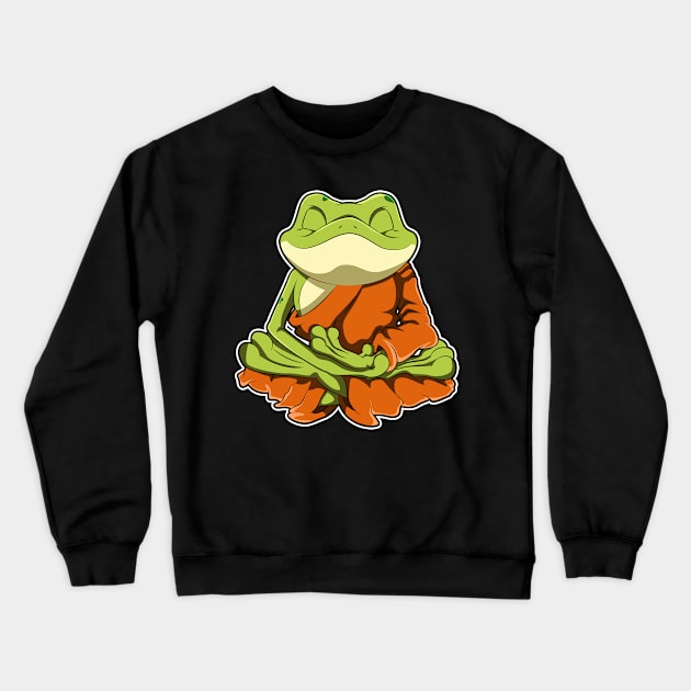 Frog at Yoga in Cross-legged Crewneck Sweatshirt by Markus Schnabel